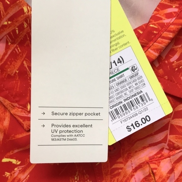 NWT boys light button down orange tee shirt large size 12-14 - Picture 5 of 6